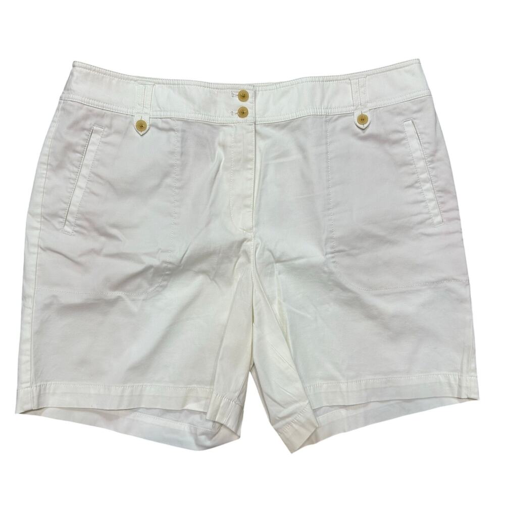 Talbots White Chino Shorts Plus Size 18 Coastal Country Club Bermuda -NWOT